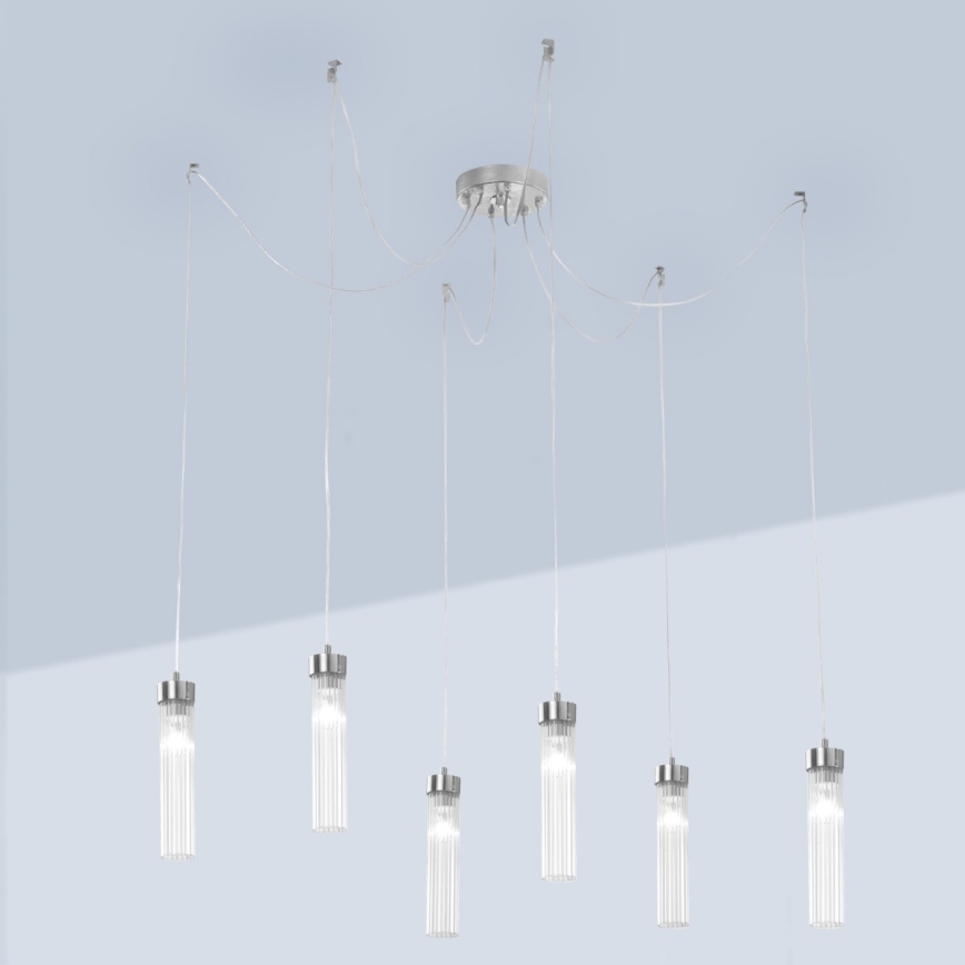 Kolarz 6009.30650 - Hängeleuchte RAGGIO 6xE14/25W/230V Spinne silbern