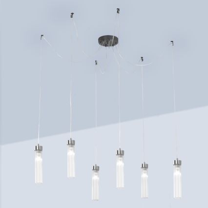 Kolarz 6009.30660 - Lampadario a sospensione con filo RAGGIO 6xE14/25W/230V ragno cromo opaco
