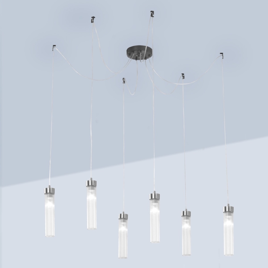 Kolarz 6009.30660 - Lampadario a sospensione con filo RAGGIO 6xE14/25W/230V ragno cromo opaco