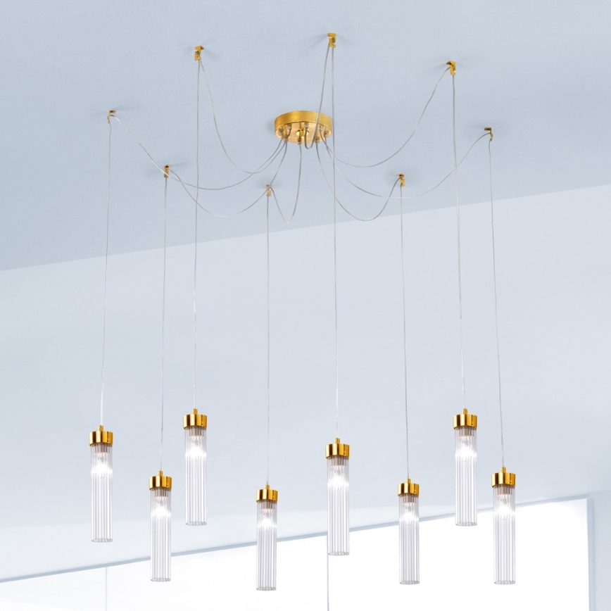Kolarz 6009.30830 - Hängeleuchte RAGGIO 8xE14/25W/230V Spinne 24K golden
