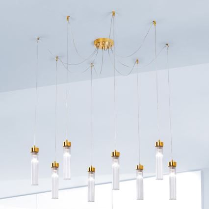 Kolarz 6009.30830 - Lampadario a sospensione con filo RAGGIO 8xE14/25W/230V ragno 24K oro