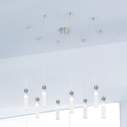 Kolarz 6009.30850 - Lampadario a sospensione con filo RAGGIO 8xE14/25W/230V ragno argento