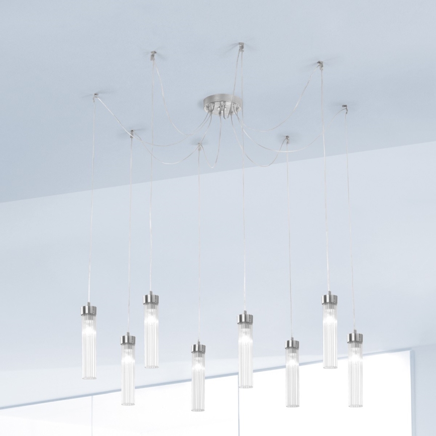 Kolarz 6009.30850 - Lampadario a sospensione con filo RAGGIO 8xE14/25W/230V ragno argento