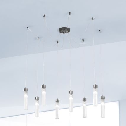 Kolarz 6009.30860 - Lampadario a sospensione con filo RAGGIO 8xE14/25W/230V ragno cromo opaco