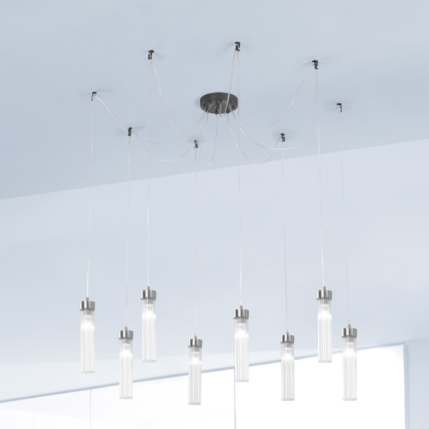 Kolarz 6009.30860 - Lampadario a sospensione con filo RAGGIO 8xE14/25W/230V ragno cromo opaco