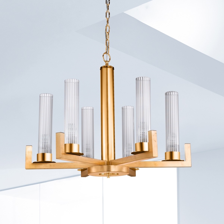 Kolarz 6009.80630 - Lampadario su catena RAGGIO 6xE14/25W/230V 24K oro