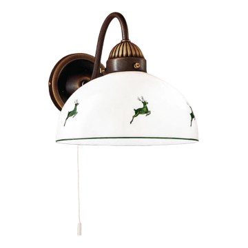 Kolarz 731.61.100 - Applique NONNA 1xE27/75W/230V marrone/cervo verde