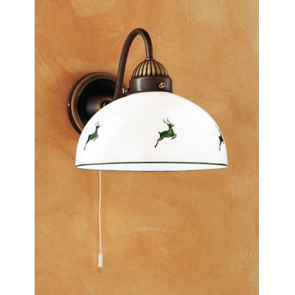 Kolarz 731.61.100 - Applique NONNA 1xE27/75W/230V marrone/cervo verde