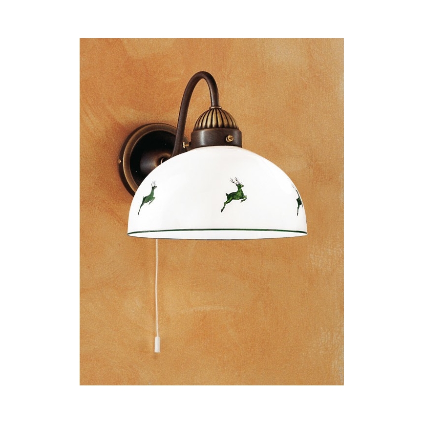 Kolarz 731.61.100 - Applique NONNA 1xE27/75W/230V marrone/cervo verde