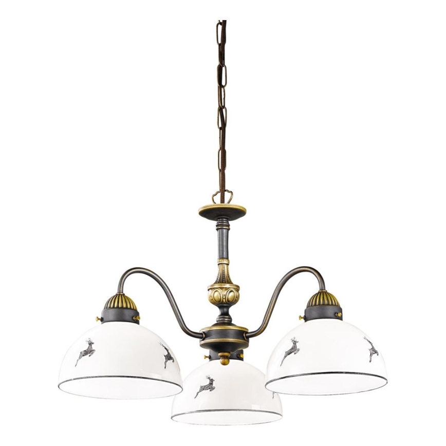 Kolarz 731.83.133 - Suspension chaîne NONNA 3xE27/75W/230V cerf gris