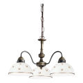 Kolarz 731.83.170 - Lustre à chaîne NONNA 3xE27/75W/230V, motif floral, finition or rose