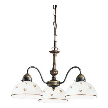 Kolarz 731.83.170 - Lustre à chaîne NONNA 3xE27/75W/230V, motif floral, finition or rose