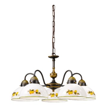 Kolarz 731.85.126 - Lampadario a sospensione con catena NONNA 5xE27/75W/230V limoni