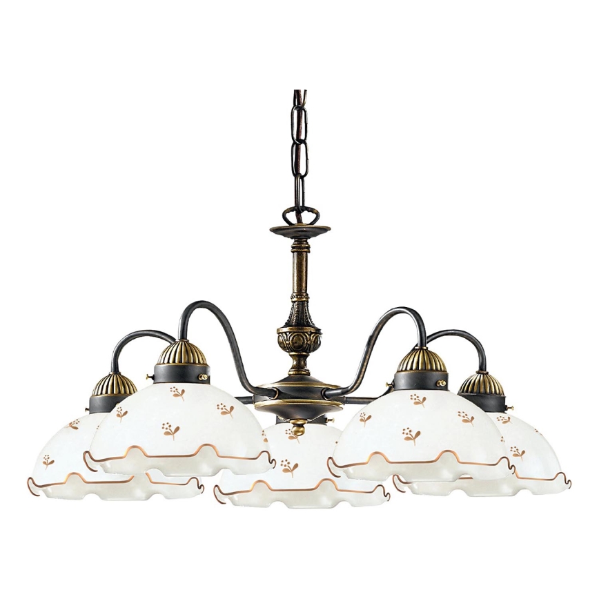 Kolarz 731.85.160 - Lustre suspendu sur chaîne NONNA 5xE27/75W/230V, motifs floraux, finition or rose