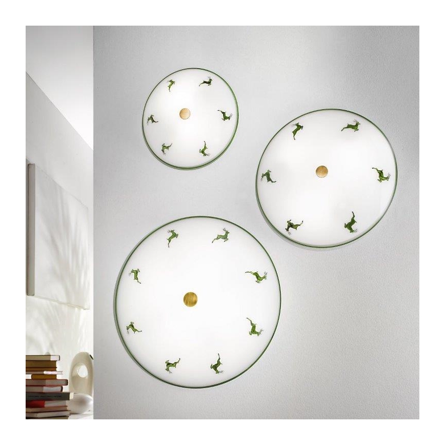 Kolarz 731.U14.4.100-Plafoniera NONNA 4xE27/60W/230V pr.54 cm verde/ottone