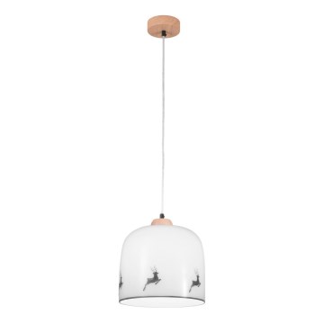 Kolarz A1352.31.Gr.100 - Hängeleuchte an Schnur NONNA 1xE27/60W/230V Hirsch Eiche/weiß/grau