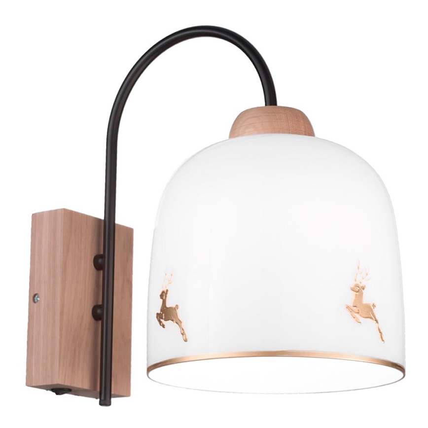 Kolarz A1352.61.Au.100 - Wandlampe NONNA 1xE27/60W/230V Hirsch Eiche/weiß/golden