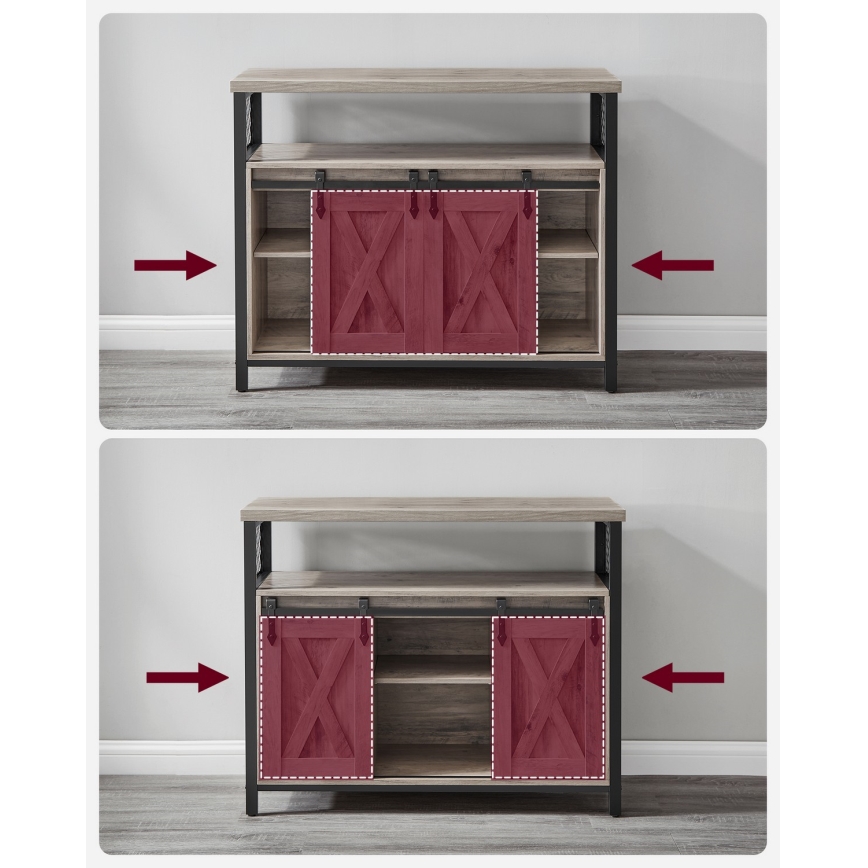 Kommode mit Schiebetüren FIRA Taupe/Schwarz