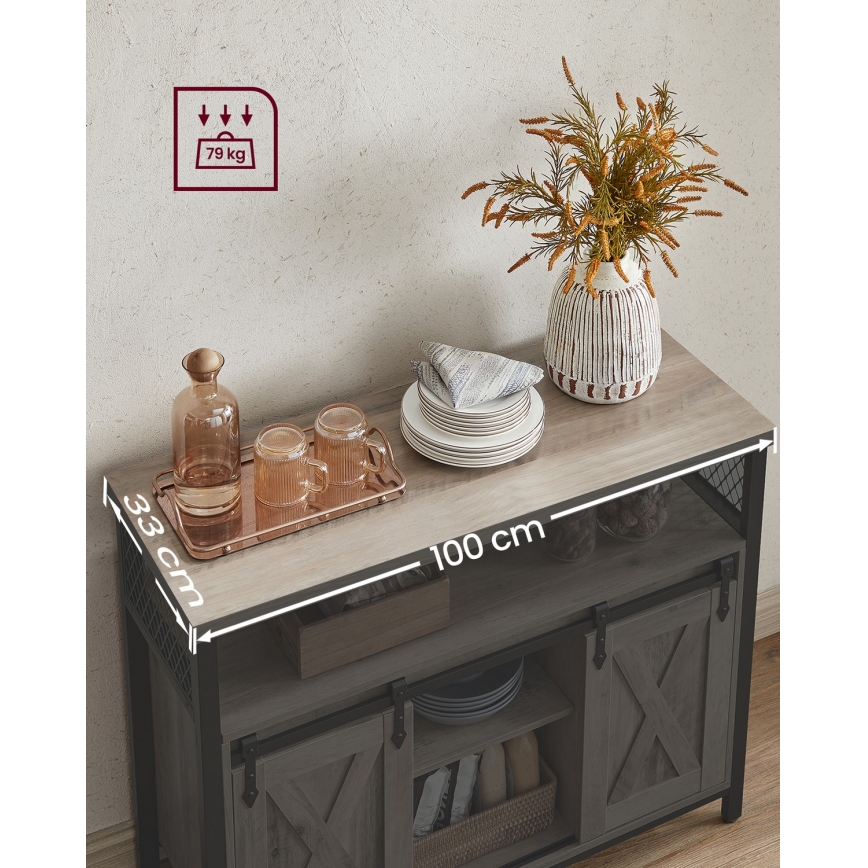 Kommode mit Schiebetüren FIRA Taupe/Schwarz