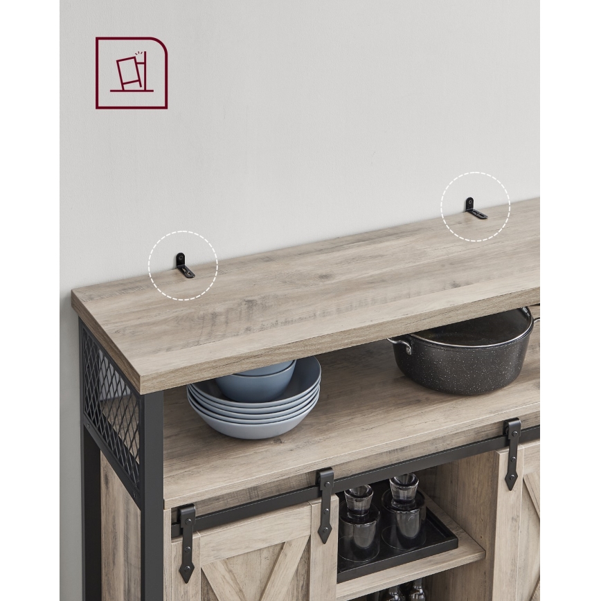 Kommode mit Schiebetüren FIRA Taupe/Schwarz