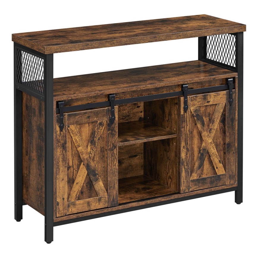 Kommode mit Schiebetüren FIRA braun/schwarz