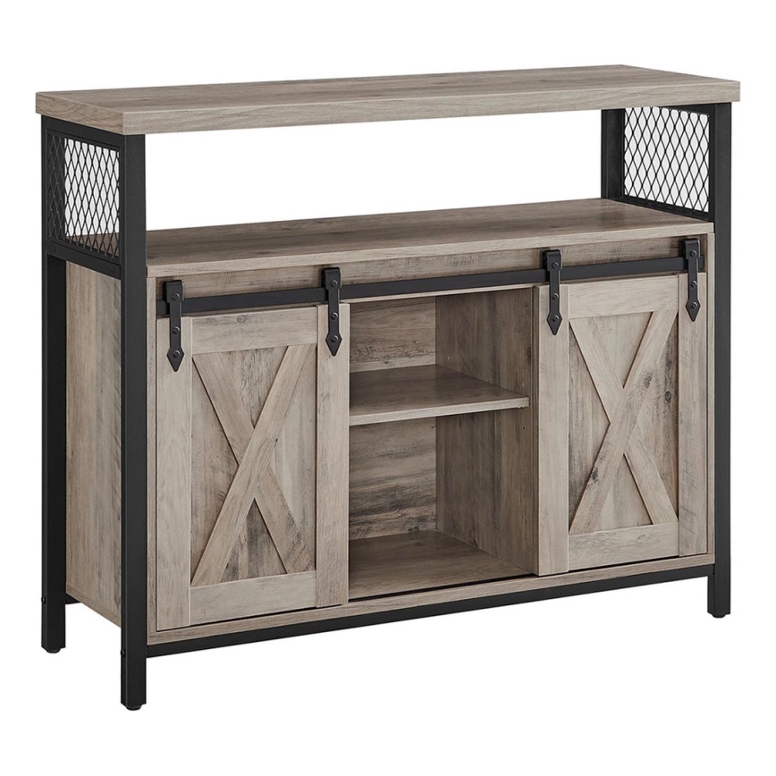 Kommode mit Schiebetüren FIRA Taupe/Schwarz