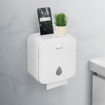 Kompakter Aufbewahrungsschrank mit Toilettenpapierhalter, 22x20,5 cm, weiß