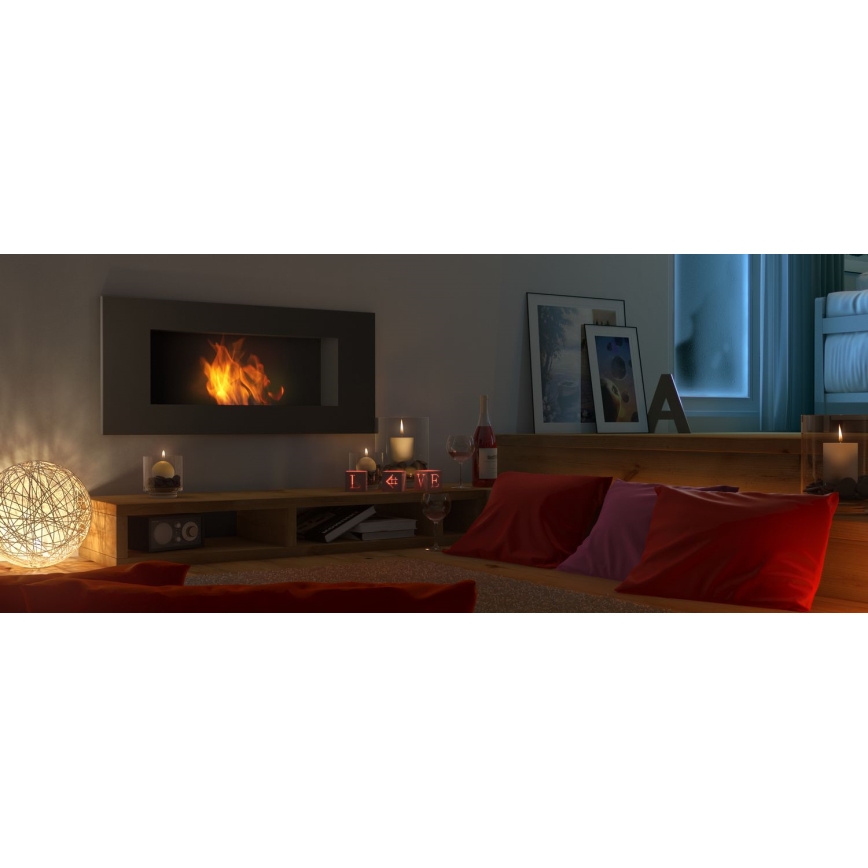 Kratki - Integrato Caminetto BIO 40x90 cm 2kW nero