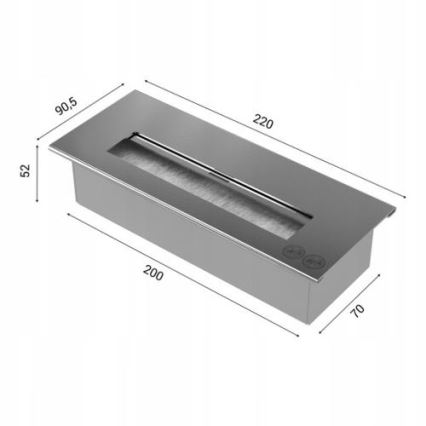 Kratki - Integrato Caminetto BIO 40x120 cm 3x1,1kW nero