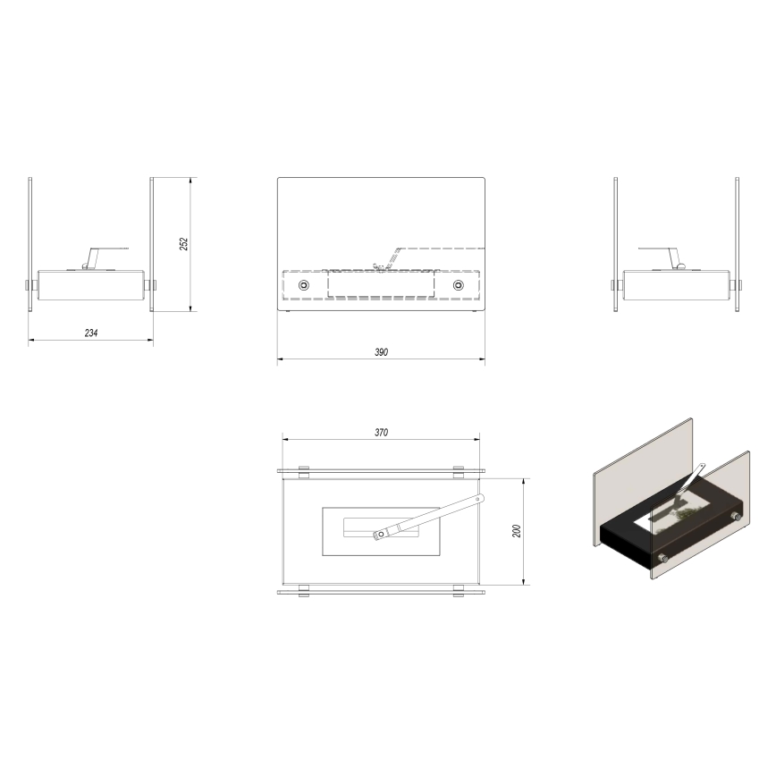 Kratki - Caminetto BIO 25,2x39cm 1kW bianco