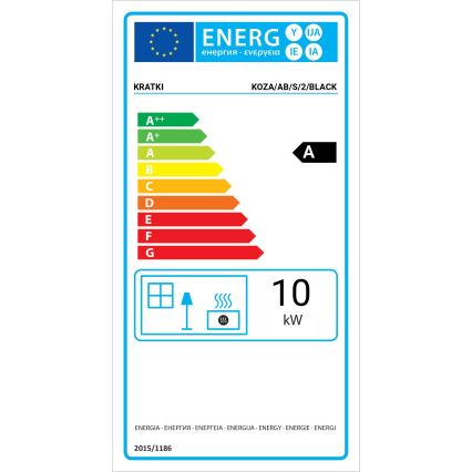 Kratki - Stahlkamin mit automatischer Türschließung 10kW 150 mm schwarz