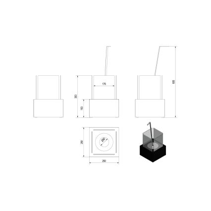 Kratki - Caminetto BIO 35,3x25 cm 1kW nero