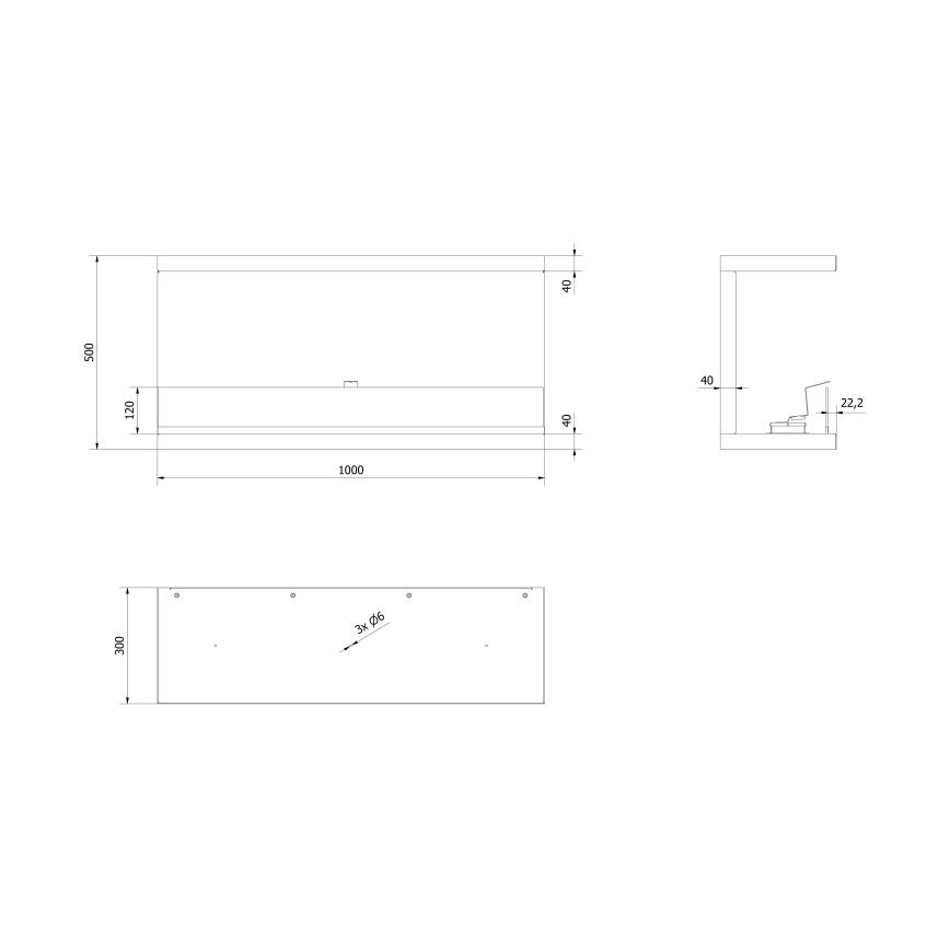 Kratki - Cheminée encastrée BIO 50x100 cm 7kW noir