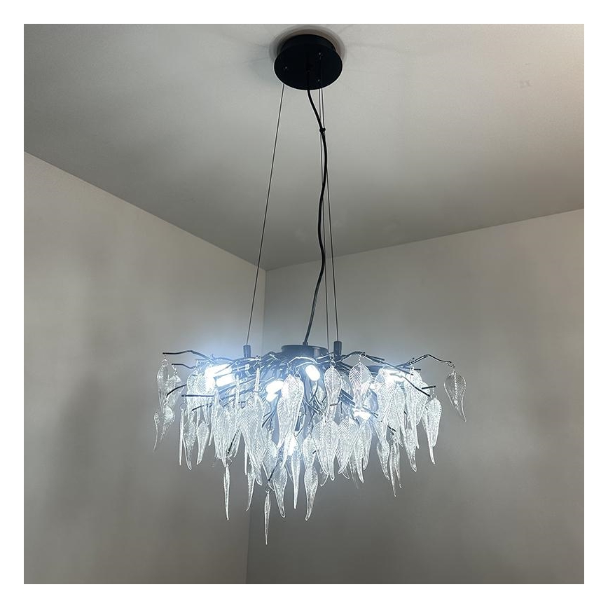 Kristall-Kronleuchter an Schnur an Schnur 10xG9/40W/230V schwarz
