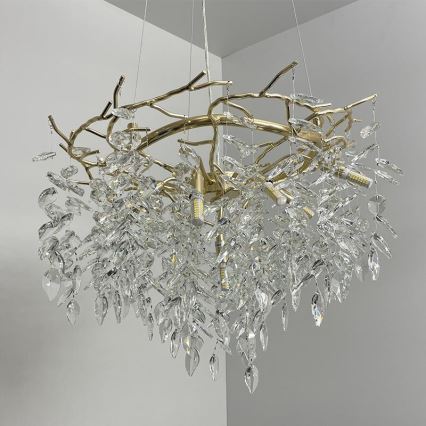 Kristall-Kronleuchter an Schnur 9xG9/40W/230V golden