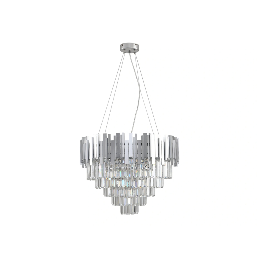 Kristall-Kronleuchter PLAZA an Kabel, 9xE14/40W/230V, Ø 60 cm, silber