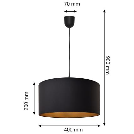 Kronleuchter an einer Schnur ALBA 1xE27/15W/230V d. 40 cm schwarz/gold