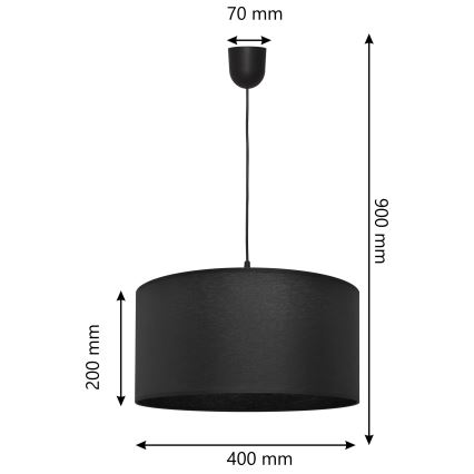 Kronleuchter an einer Schnur ALBA 1xE27/15W/230V d. 40 cm schwarz