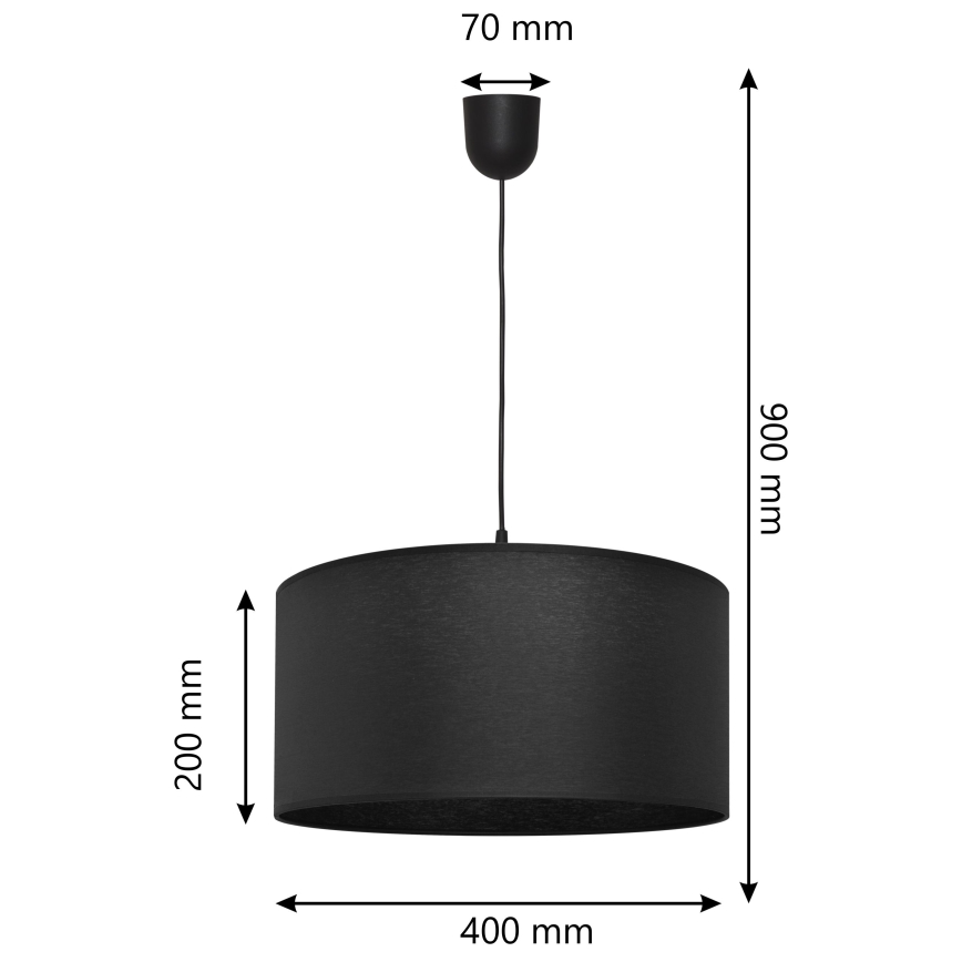 Kronleuchter an einer Schnur ALBA 1xE27/15W/230V d. 40 cm schwarz
