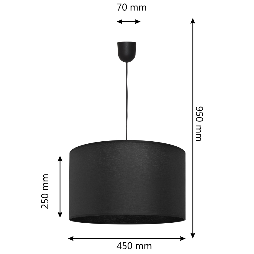 Kronleuchter an einer Schnur ALBA 1xE27/15W/230V d. 45 cm schwarz