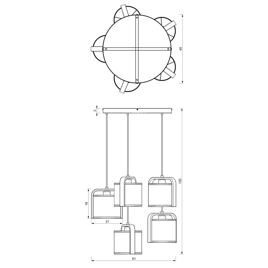 Kronleuchter an einer Schnur JONKO 5xE27/60W/230V