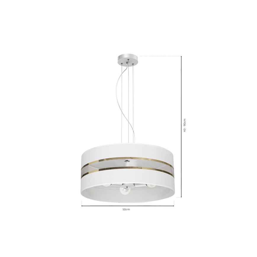 Kronleuchter an einer Schnur ULTIMO 3xE27/60W/230V weiß