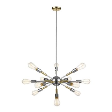 Kronleuchter an einer Stange COMET 12xE27/11W/230V chrom glänzend/gold
