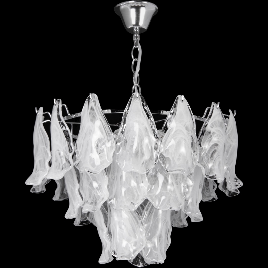 Kronleuchter an Kette 4xE27/60W/230V d 40 cm glänzendes Chrom/weiß