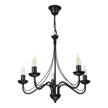 Kronleuchter an Kette ANTON 5xE14/15W/230V schwarz