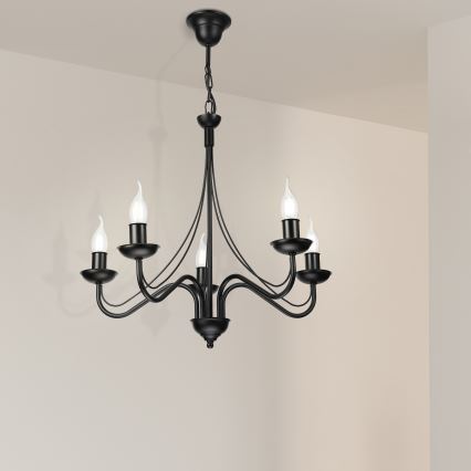 Kronleuchter an Kette ANTON 5xE14/15W/230V schwarz