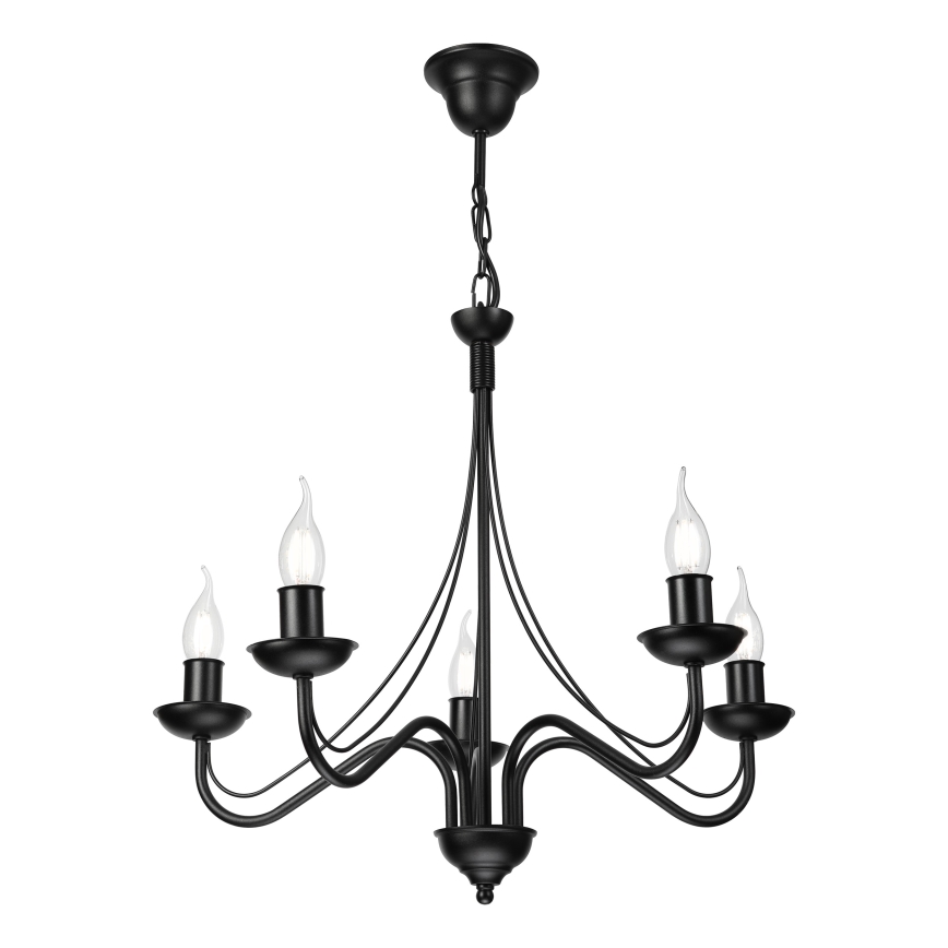 Kronleuchter an Kette ANTON 5xE14/15W/230V schwarz
