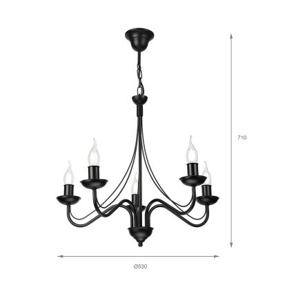 Kronleuchter an Kette ANTON 5xE14/15W/230V schwarz