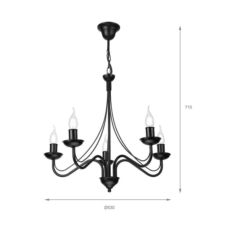 Kronleuchter an Kette ANTON 5xE14/15W/230V schwarz