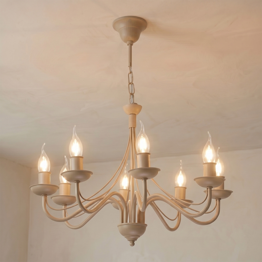 Kronleuchter an Kette ANTON 8xE14/60W/230V beige